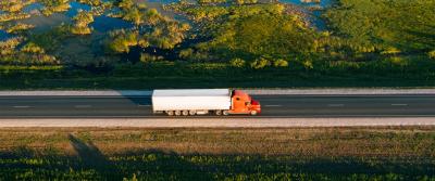 truck driving down highway