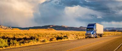 truck driving down highway