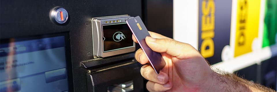 Payment card being used at gas pump