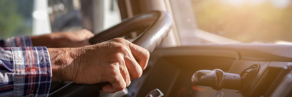 driver with hands on wheel