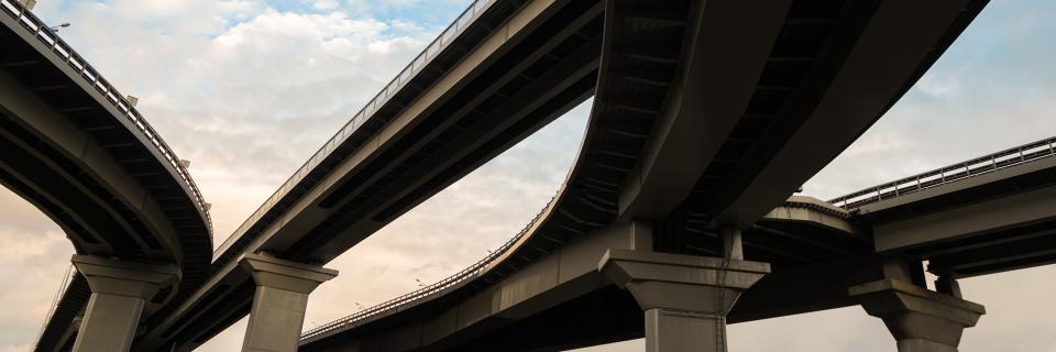 interstate highways under night sky